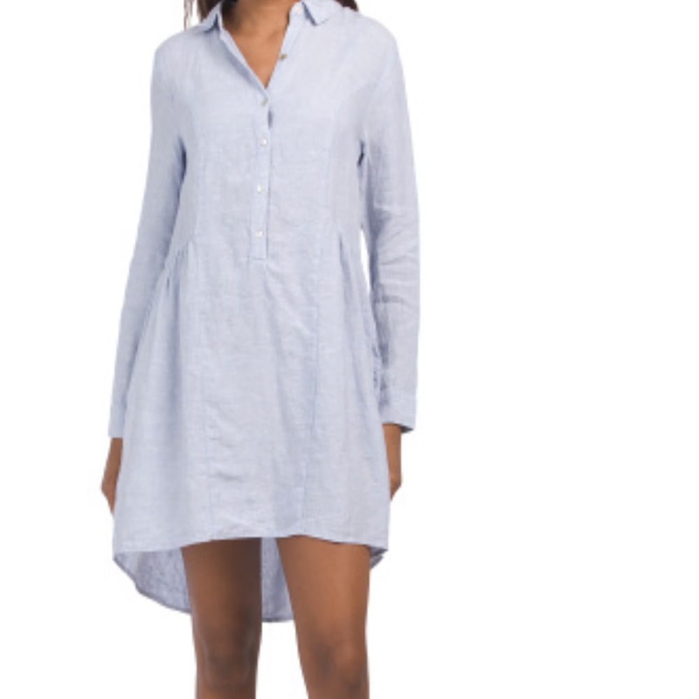 Halston Linen Collared Shirt Dress NWT XL